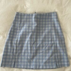 Brandy Melville John Galt Cara Plaid Baby Blue Mini Skirt Size OS